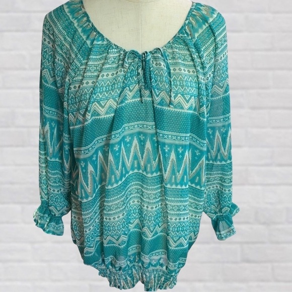 Mixage Lady Dutch” Large Lightweight Sheer Long Sleeve Blouse - Picture 5 of 5